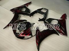 Yamaha YZF-R6 2003-2004 Injection ABS Fairing - Flame - Red wine color Black - MFS3657 - Fairings Kit
