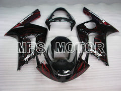Kawasaki NINJA ZX6R 2003-2004 Injection ABS Fairing - Flame - Black Red - MFS3708 - Fairings Kit