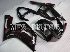 Kawasaki NINJA ZX6R 2003-2004 Injection ABS Fairing - Flame - Black Red - MFS3708 - Fairings Kit