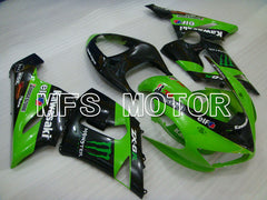 Kawasaki NINJA ZX6R 2005-2006 Injection ABS Fairing - Monster - Black Green - MFS3780 - Fairings Kit