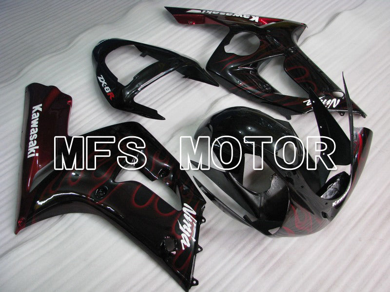 Kawasaki NINJA ZX6R 2003-2004 Injection ABS Fairing - Flame - Black Red - MFS5616 - Fairings Kit