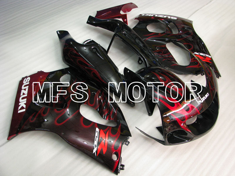 Suzuki GSXR600 1997-2000 ABS Fairing - Flame - Black Red - MFS2563 - Fairings Kit