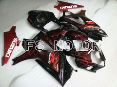 Suzuki GSXR1000 2007-2008 Injection ABS Fairing - Flame - Black Red - MFS2669 - Fairings Kit