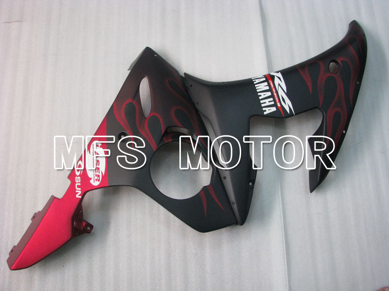 Yamaha YZF-R6 2003-2004 Injection ABS Fairing - Flame - Matte Black Red wine color - MFS3611 - Fairings Kit
