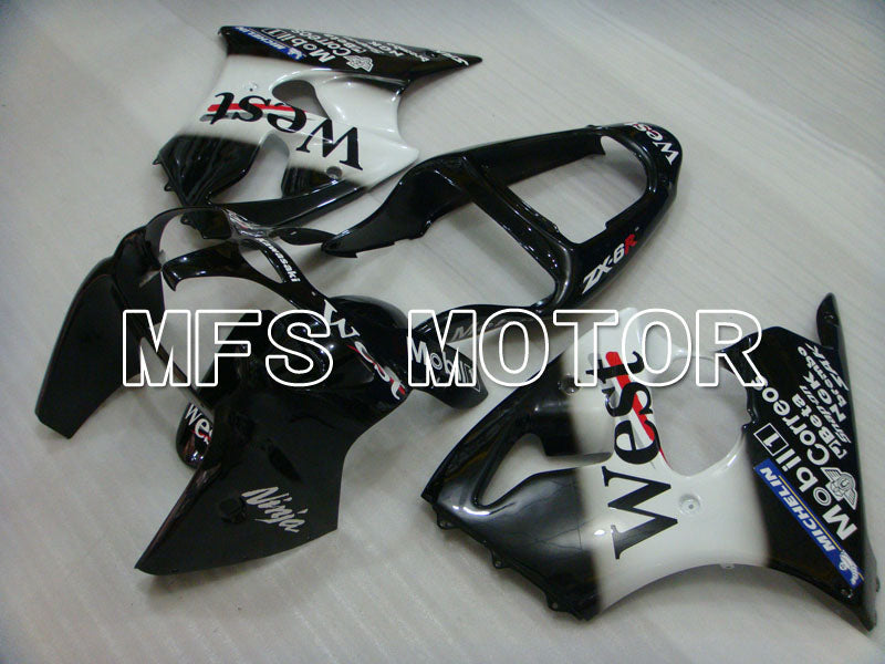 Kawasaki NINJA ZX6R 2000-2002 Injection ABS Fairing - West - Black White - MFS3653 - Fairings Kit