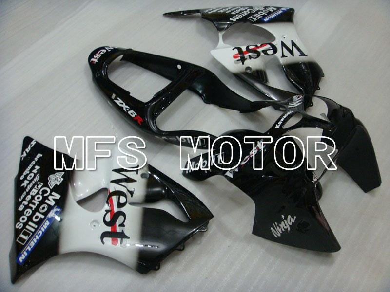 Kawasaki NINJA ZX6R 2000-2002 Injection ABS Fairing - West - Black White - MFS3653 - Fairings Kit