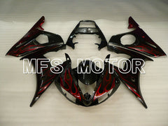 Yamaha YZF-R6 2003-2004 Injection ABS Fairing - Flame - Red wine color Black - MFS3657 - Fairings Kit
