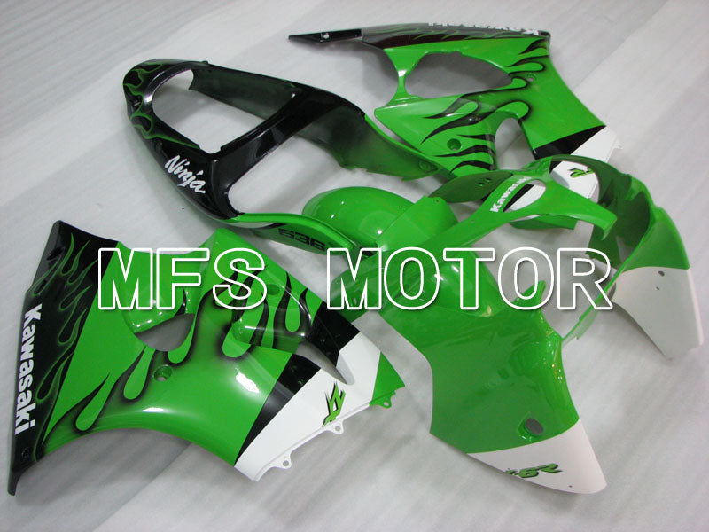 Kawasaki NINJA ZX6R 2000-2002 Injection ABS Fairing - Flame - Black Green - MFS3660 - Fairings Kit