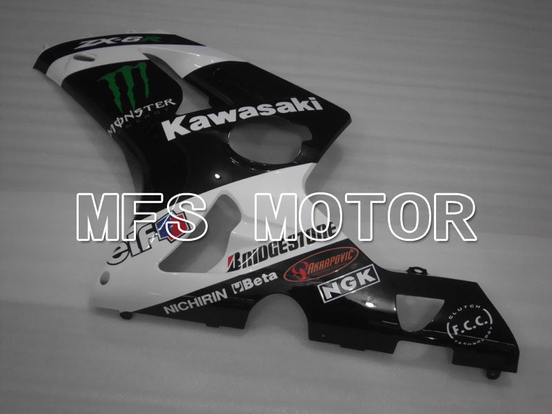 Kawasaki NINJA ZX6R 2003-2004 Injection ABS Fairing - Monster - Black White - MFS3713 - Fairings Kit