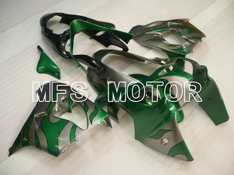 Kawasaki NINJA ZX9R 2000-2001 ABS Fairing - Flame - Green Silver - MFS3854 - Fairings Kit