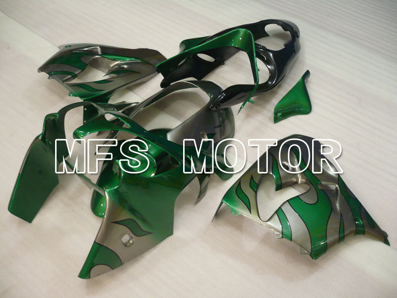 Kawasaki NINJA ZX9R 2000-2001 ABS Fairing - Flame - Green Silver - MFS3854 - Fairings Kit