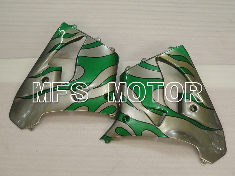 Kawasaki NINJA ZX9R 2000-2001 ABS Fairing - Flame - Green Silver - MFS3854 - Fairings Kit