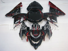 Kawasaki NINJA ZX10R 2004-2005 Injection ABS Fairing - Flame - Black Red - MFS3961 - Fairings Kit