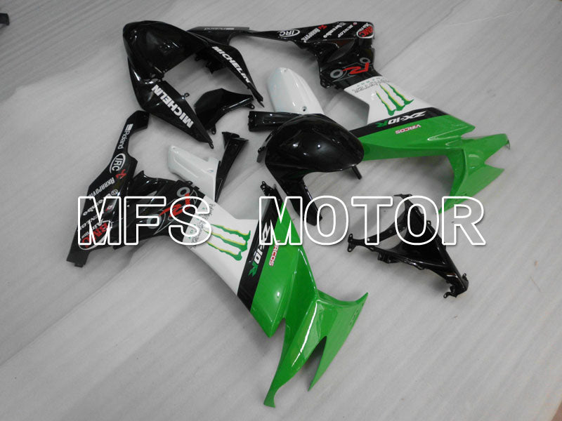 Kawasaki NINJA ZX10R 2008-2010 Injection ABS Fairing - Monster - Black Green White - MFS4064 - Fairings Kit