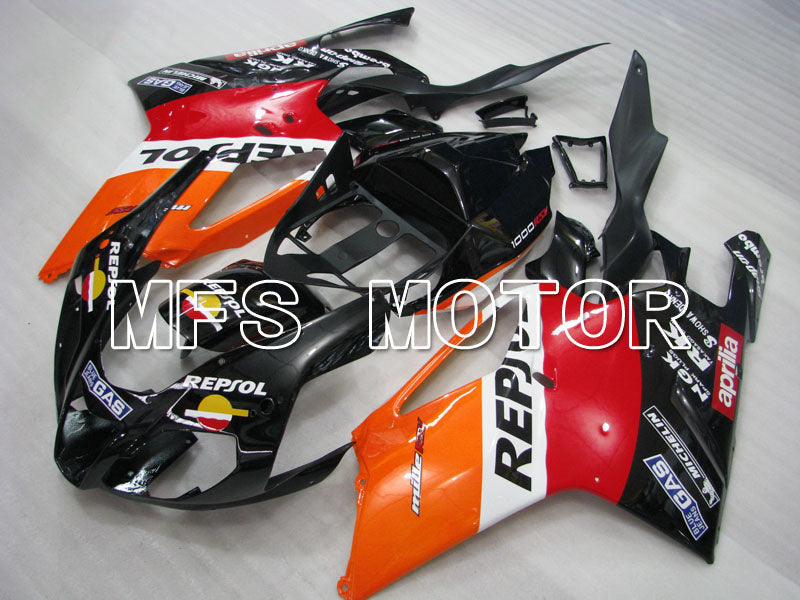 Aprilia RSV 1000 R 2004-2009 ABS Fairing - Repsol - Black Red Orange - MFS4334 - Fairings Kit