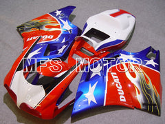 Ducati 748 / 998 / 996 1994-2002 Injection ABS Fairing - Flame - Blue Red White - MFS4560 - Fairings Kit