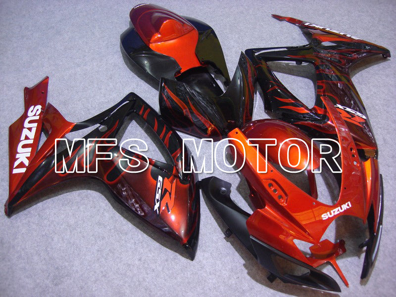 Suzuki GSXR600 GSXR750 2006-2007 Injection ABS Fairing - Flame - Black Orange - MFS4899 - Fairings Kit