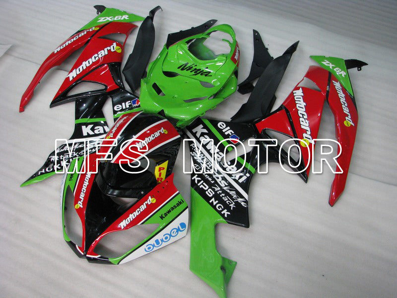 Kawasaki NINJA ZX6R 2009-2012 Injection ABS Fairing - Motocard - Red Green - MFS5829 - Fairings Kit